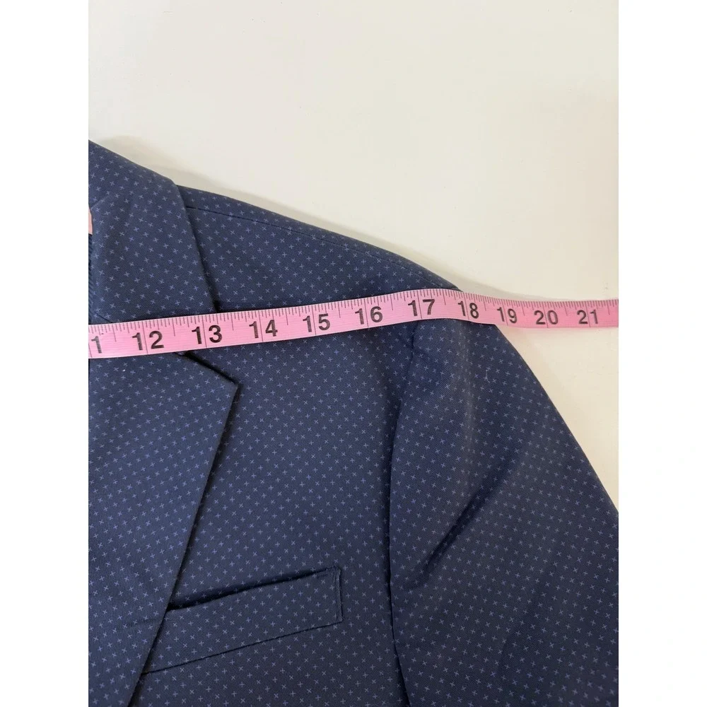 Joseph Abboud JOE Blazer Large Slim Fit Navy Blue Geometric Sport Coat NEW